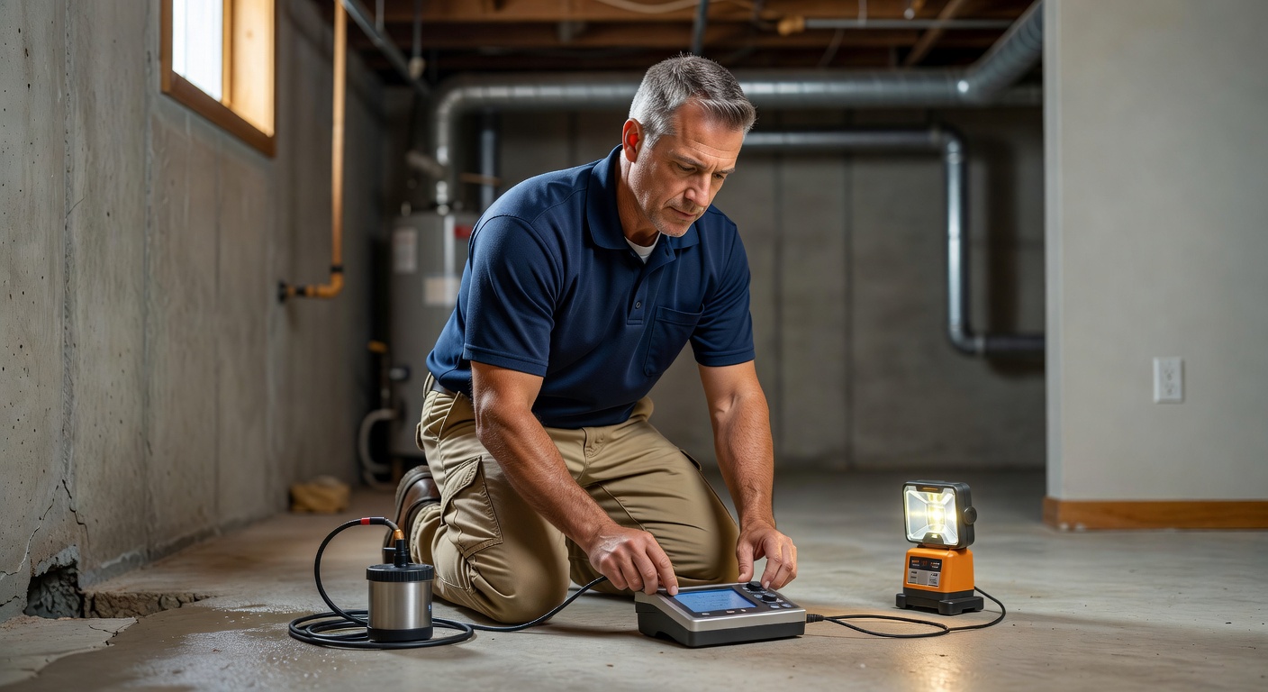 radon mitigation technician testing equipment Ohio home