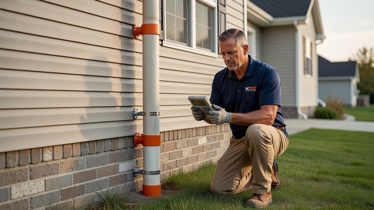 radon fan PVC pipe exterior installation home