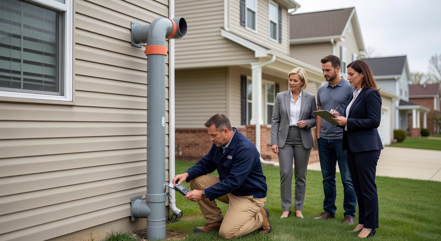 radon mitigation pipe exterior home Ohio