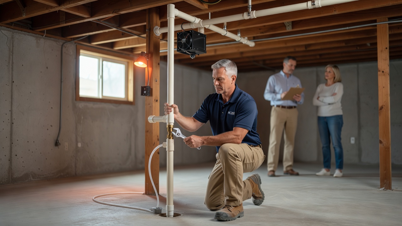 radon mitigation system installation basement