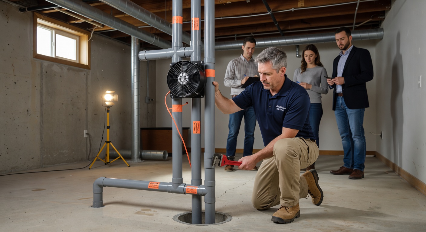 radon mitigation system installation basement Ohio home
