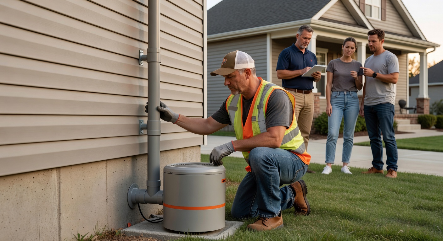 radon fan PVC pipe exterior installation home