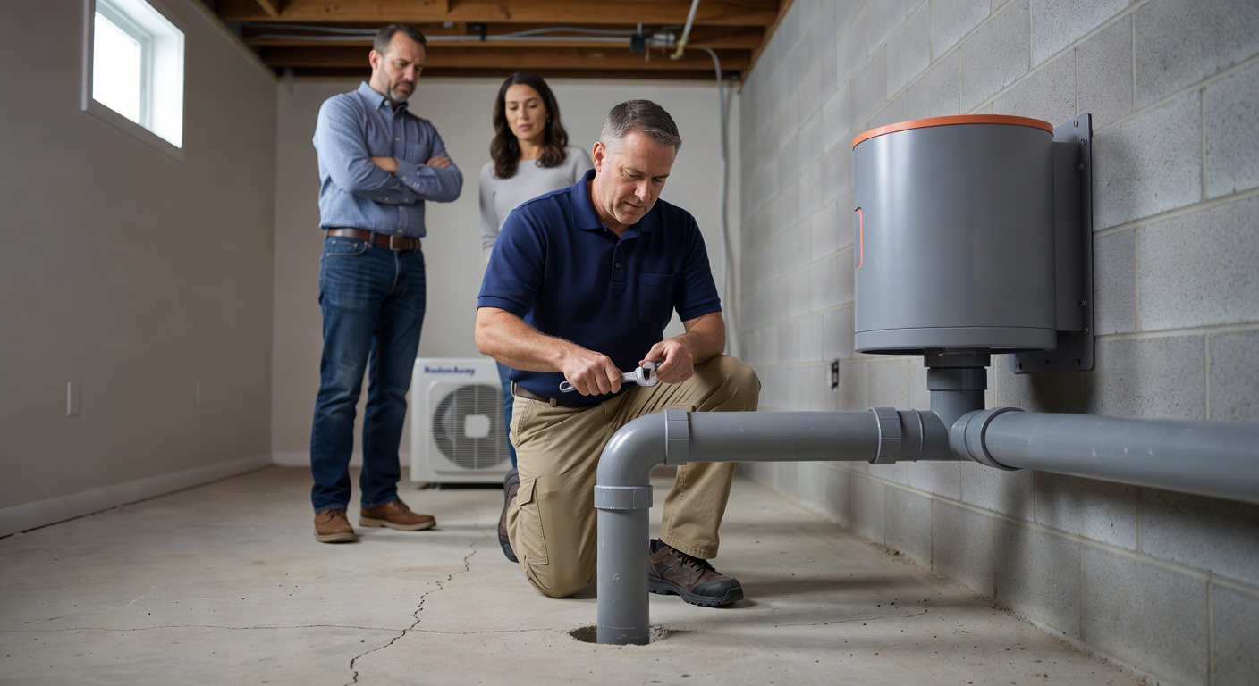 radon mitigation system diagram sub slab depressurization