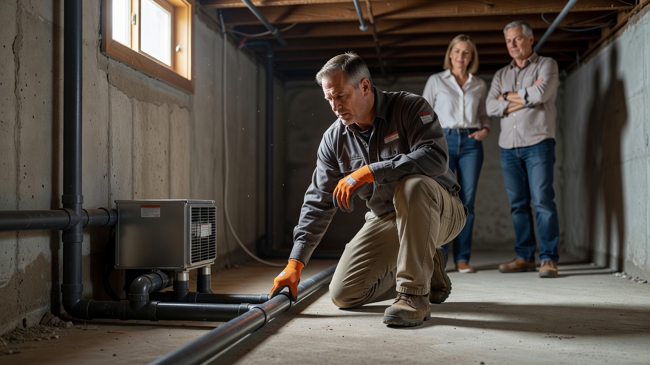 Ohio rural home basement radon mitigation system
