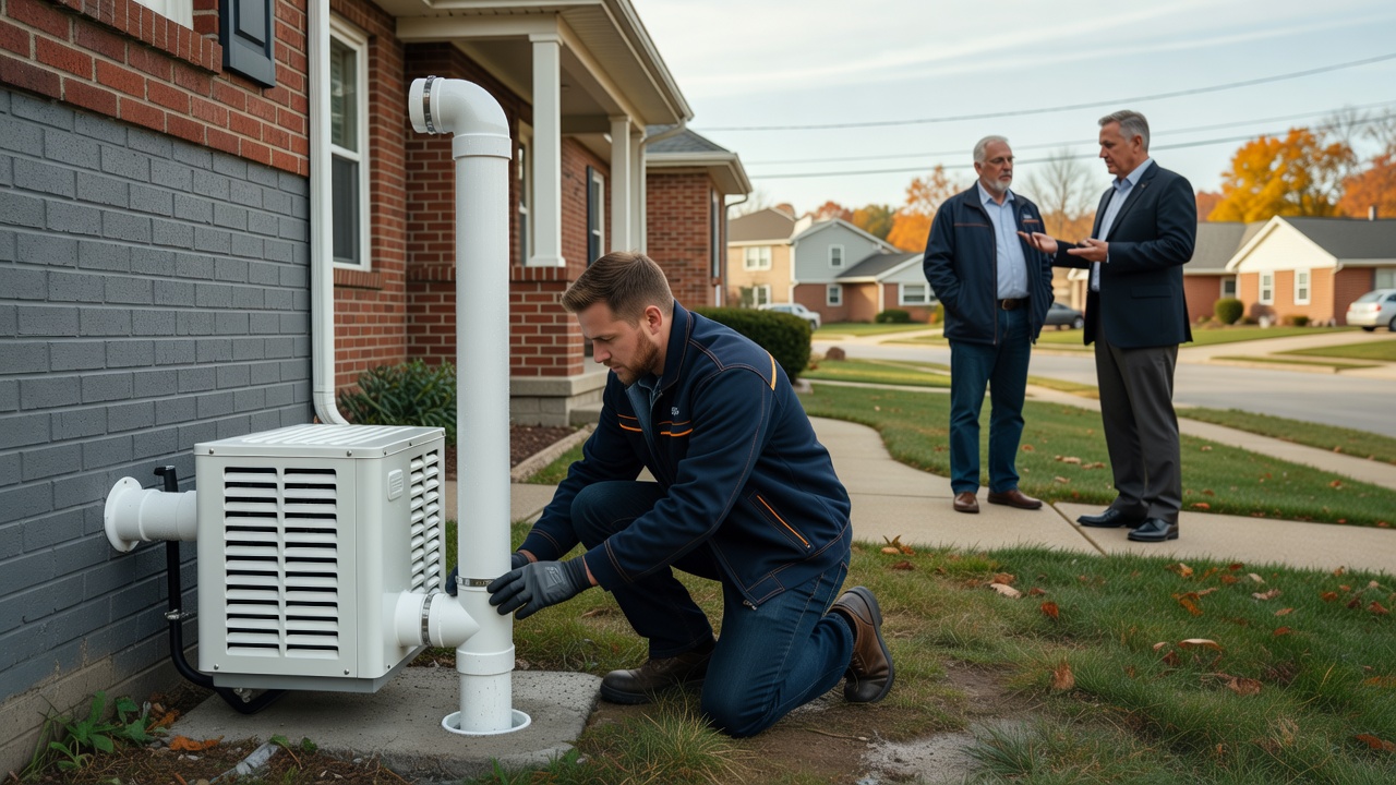 radon mitigation fan exterior pipe Ohio home