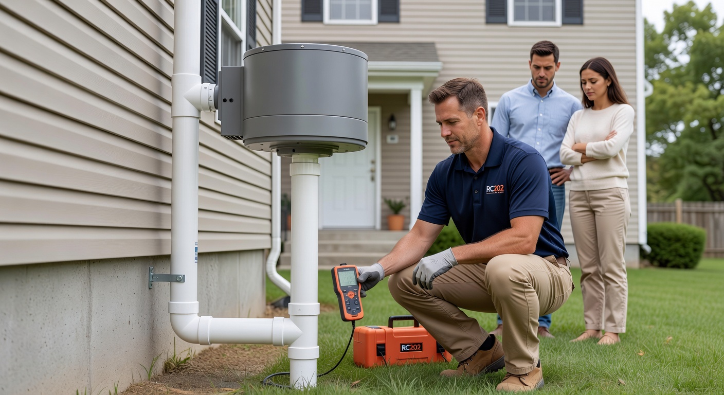 radon mitigation fan exterior pipe residential home