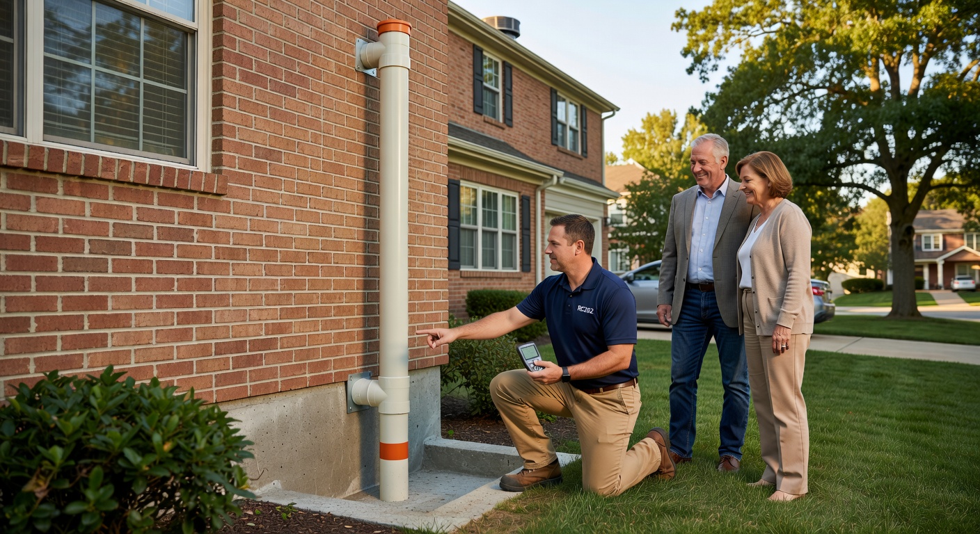 radon mitigation pipe exterior wall residential home