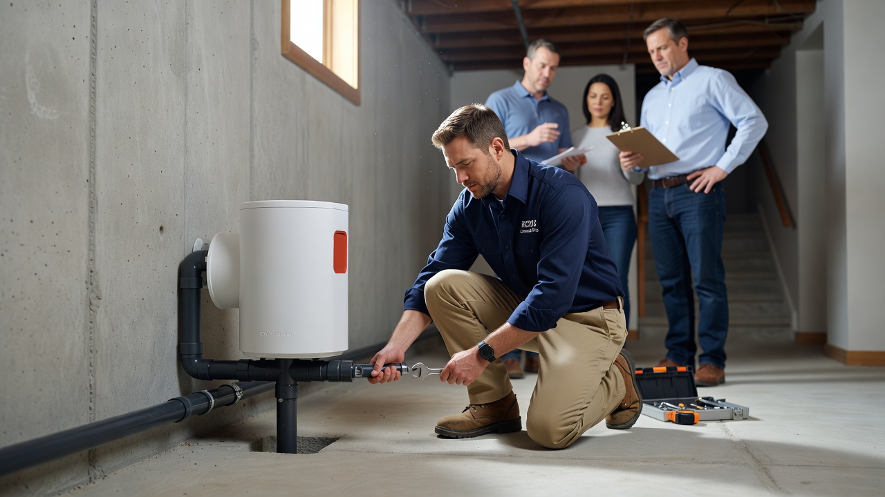 radon mitigation system installation residential basement