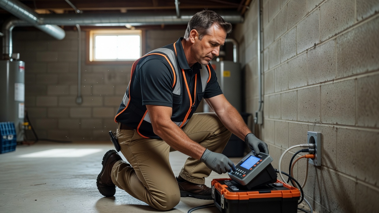 radon mitigation technician testing equipment Ohio home