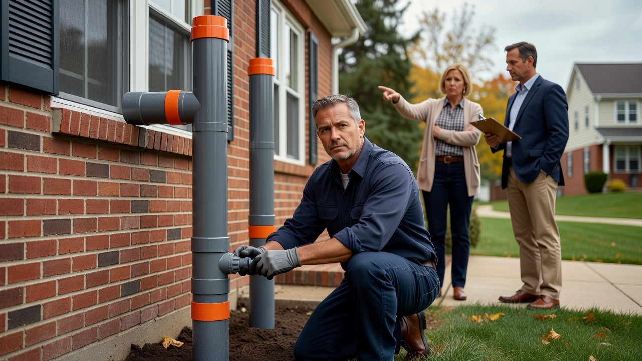 radon mitigation fan pipe exterior house Ohio