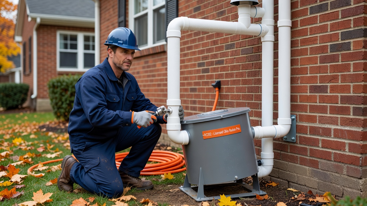 radon mitigation fan exterior PVC pipe residential