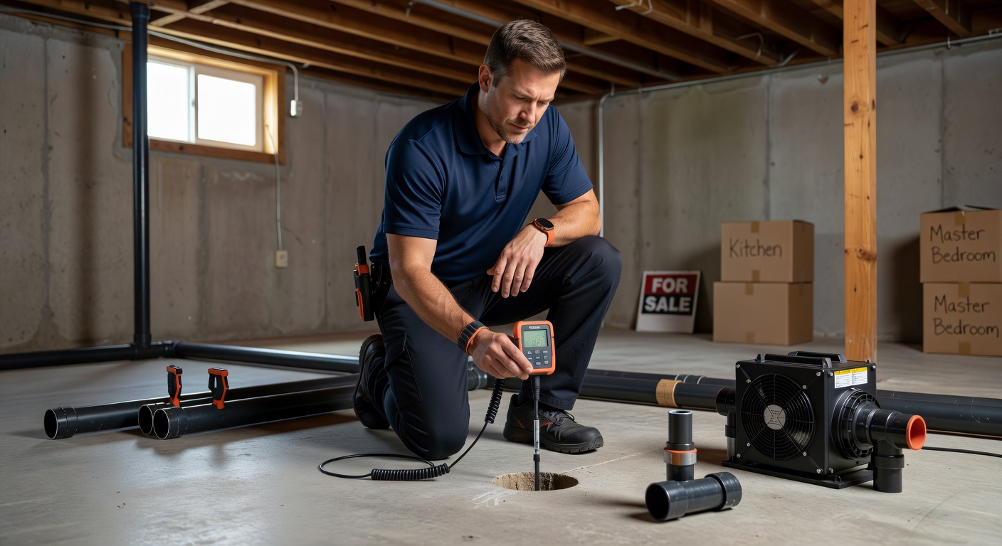 radon technician testing equipment professional