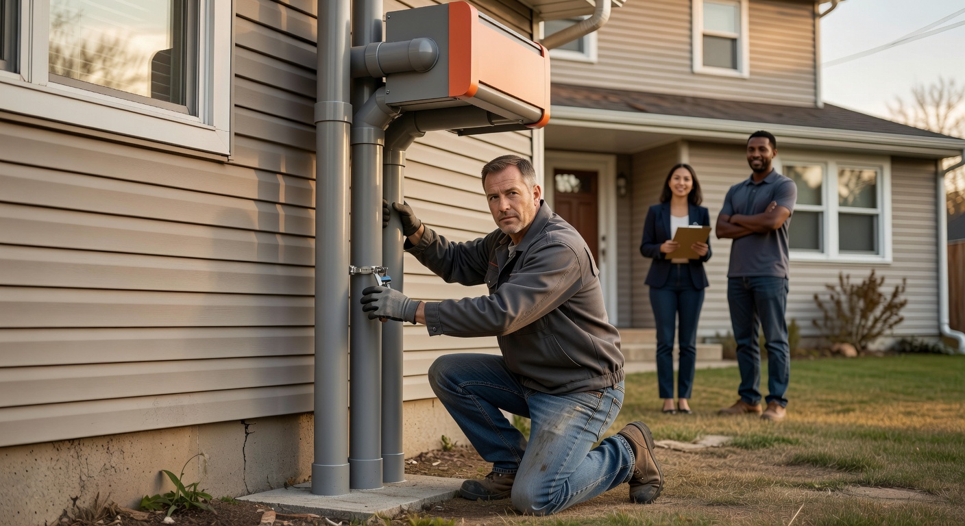 radon mitigation fan PVC pipe exterior installation Ohio
