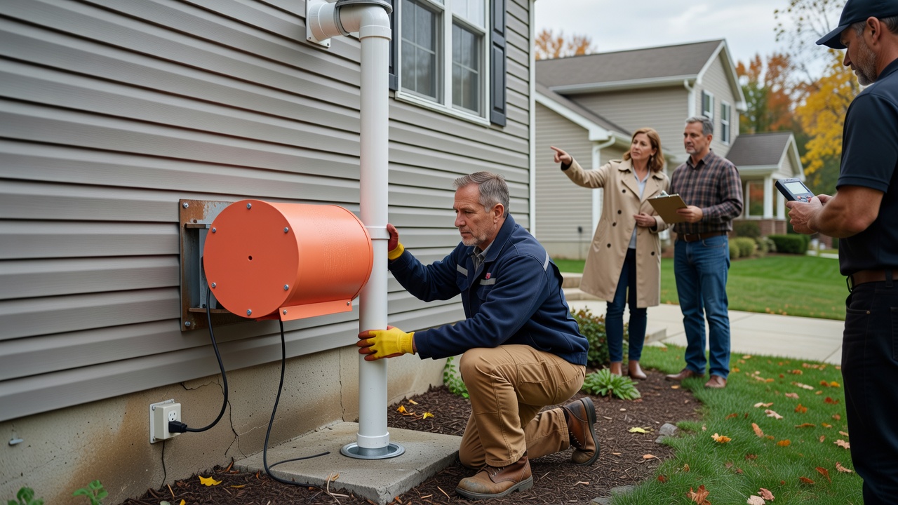 radon mitigation fan pipe exterior installation home