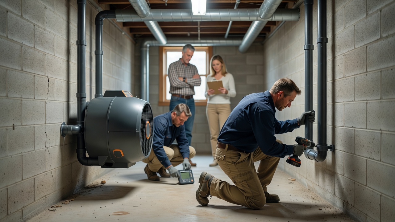 radon mitigation system installation residential basement Ohio