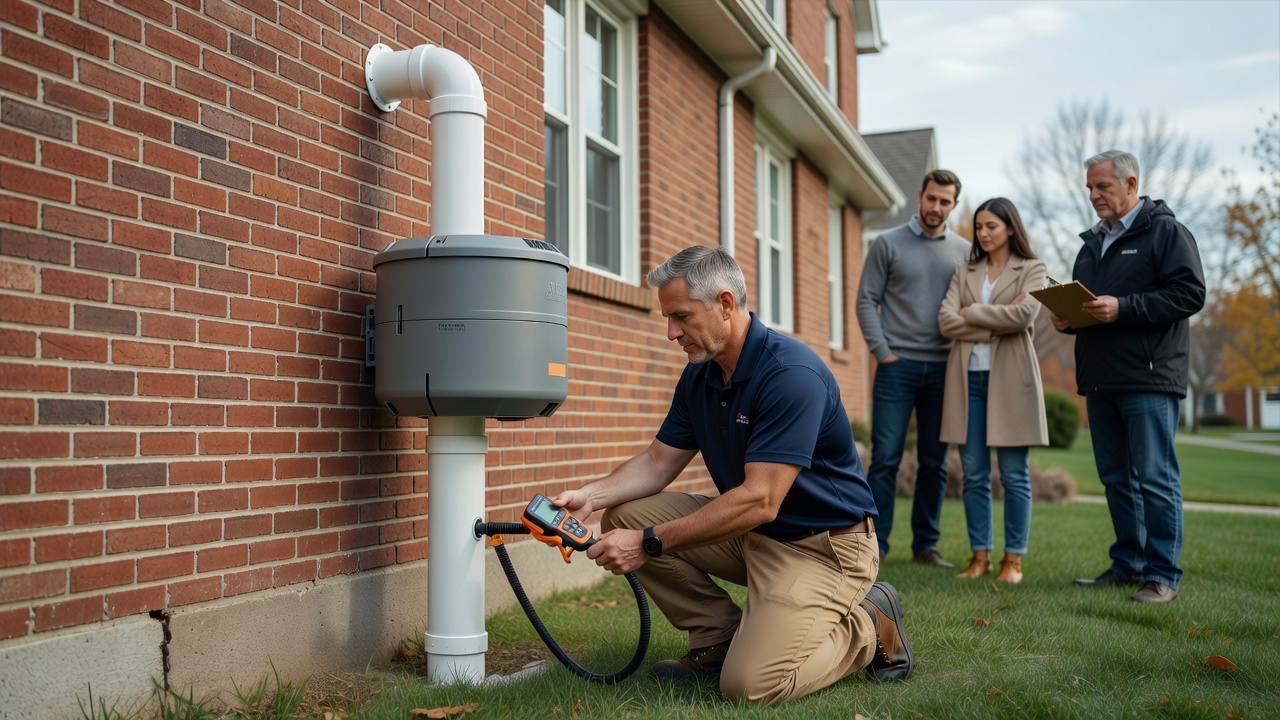 radon mitigation fan exterior pipe residential home