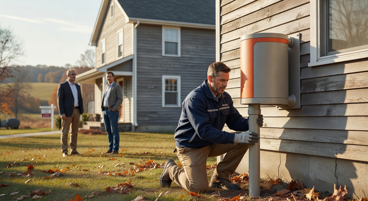 radon mitigation fan exterior pipe Holmes County Ohio