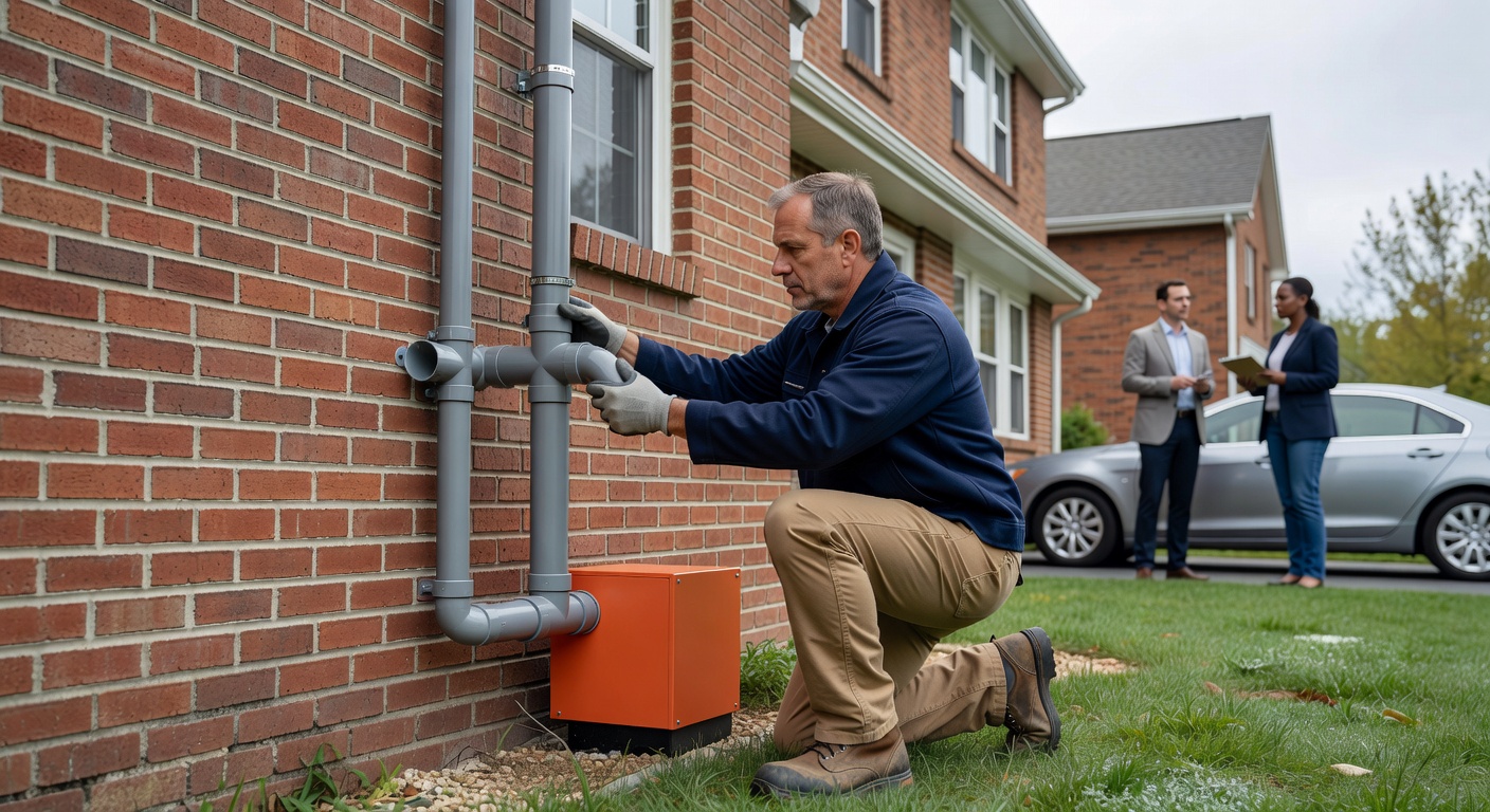 radon fan PVC pipe exterior installation Ohio house