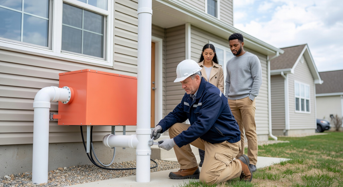 radon mitigation pipe fan exterior installation