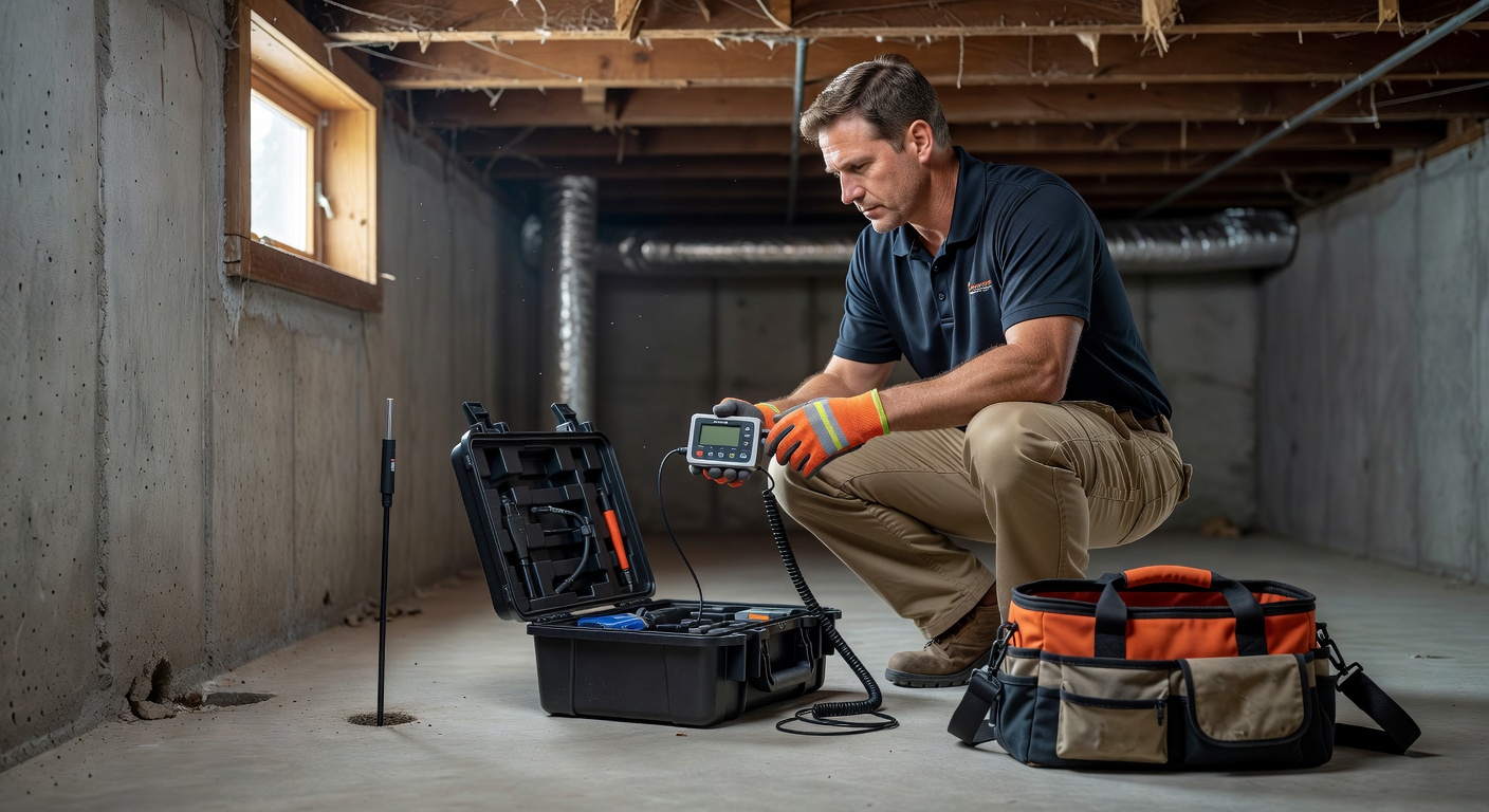 radon technician testing equipment Ohio home