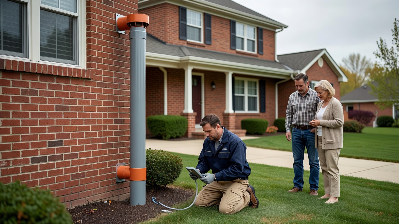 radon mitigation system pipe exterior residential home