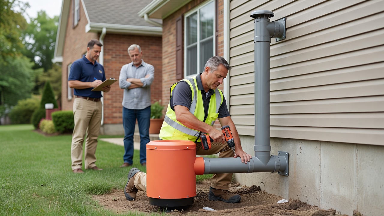 radon mitigation fan exterior pipe installation home