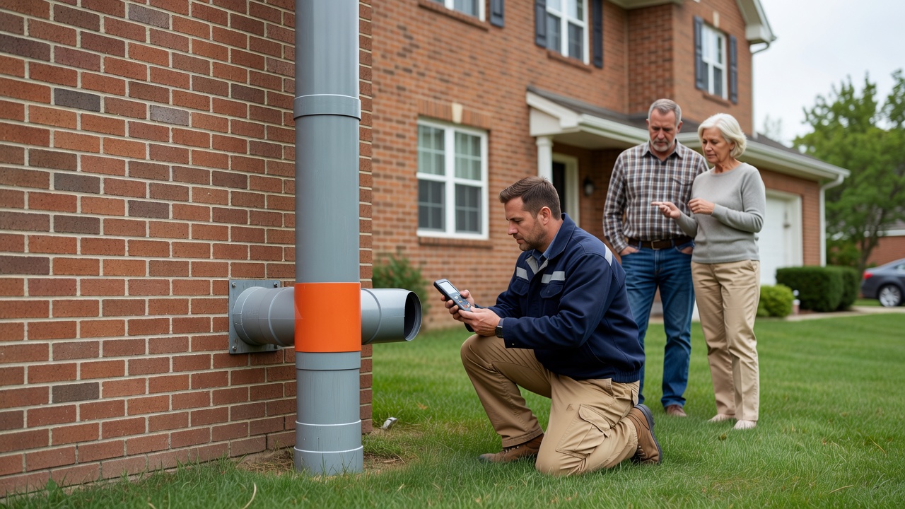 radon fan pipe exterior Ohio home