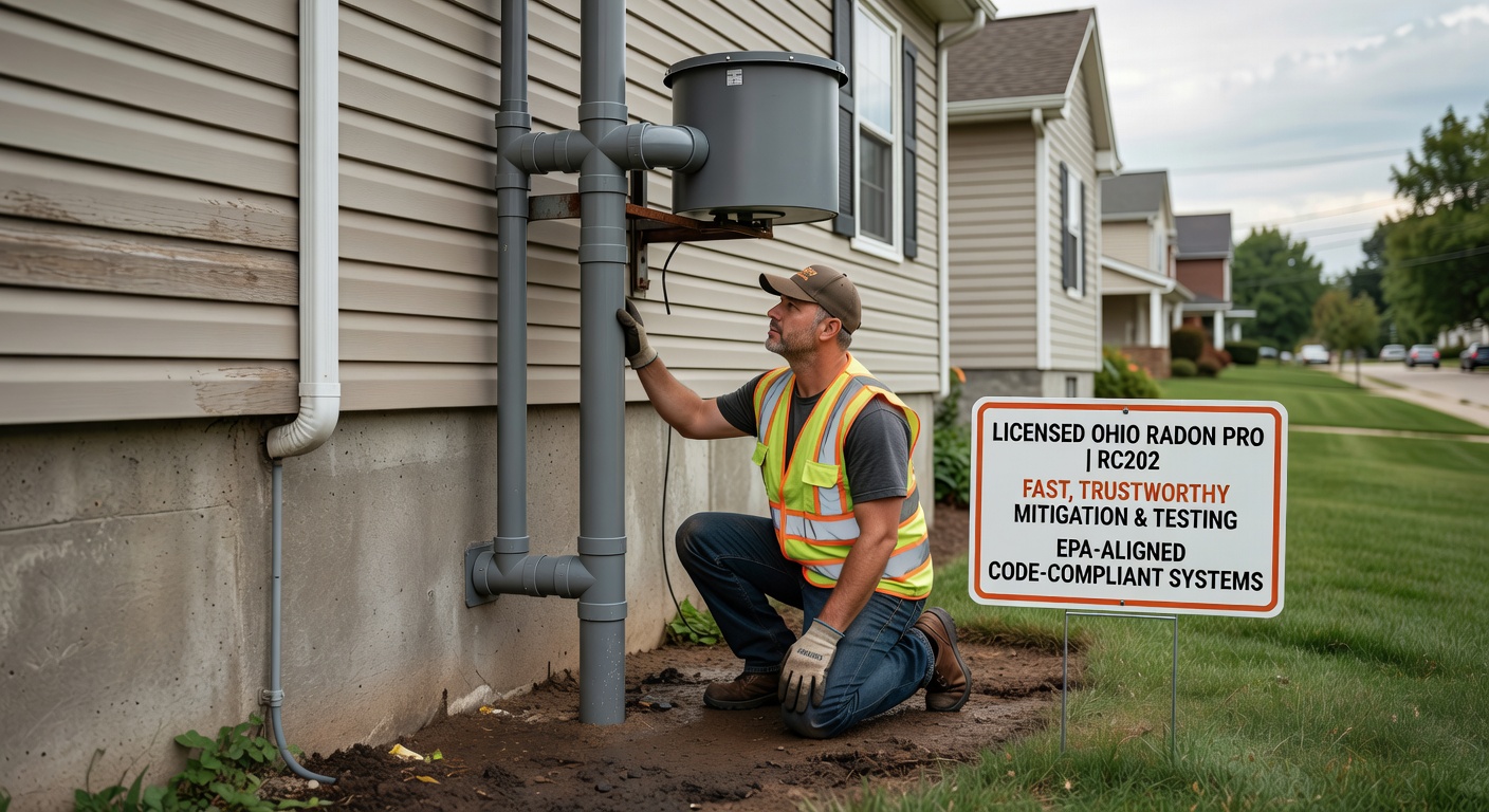 radon mitigation fan PVC pipe exterior installation home