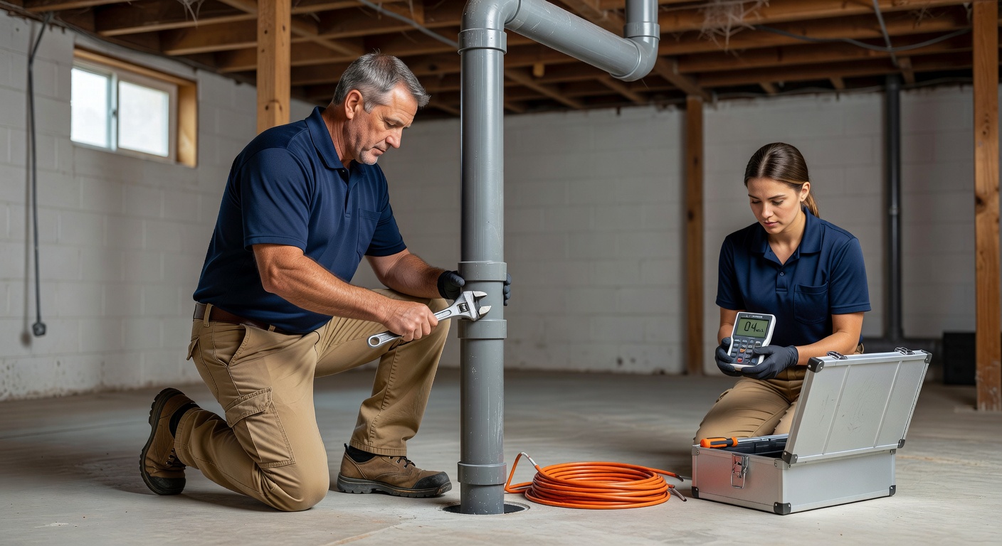 radon mitigation pipe basement installation