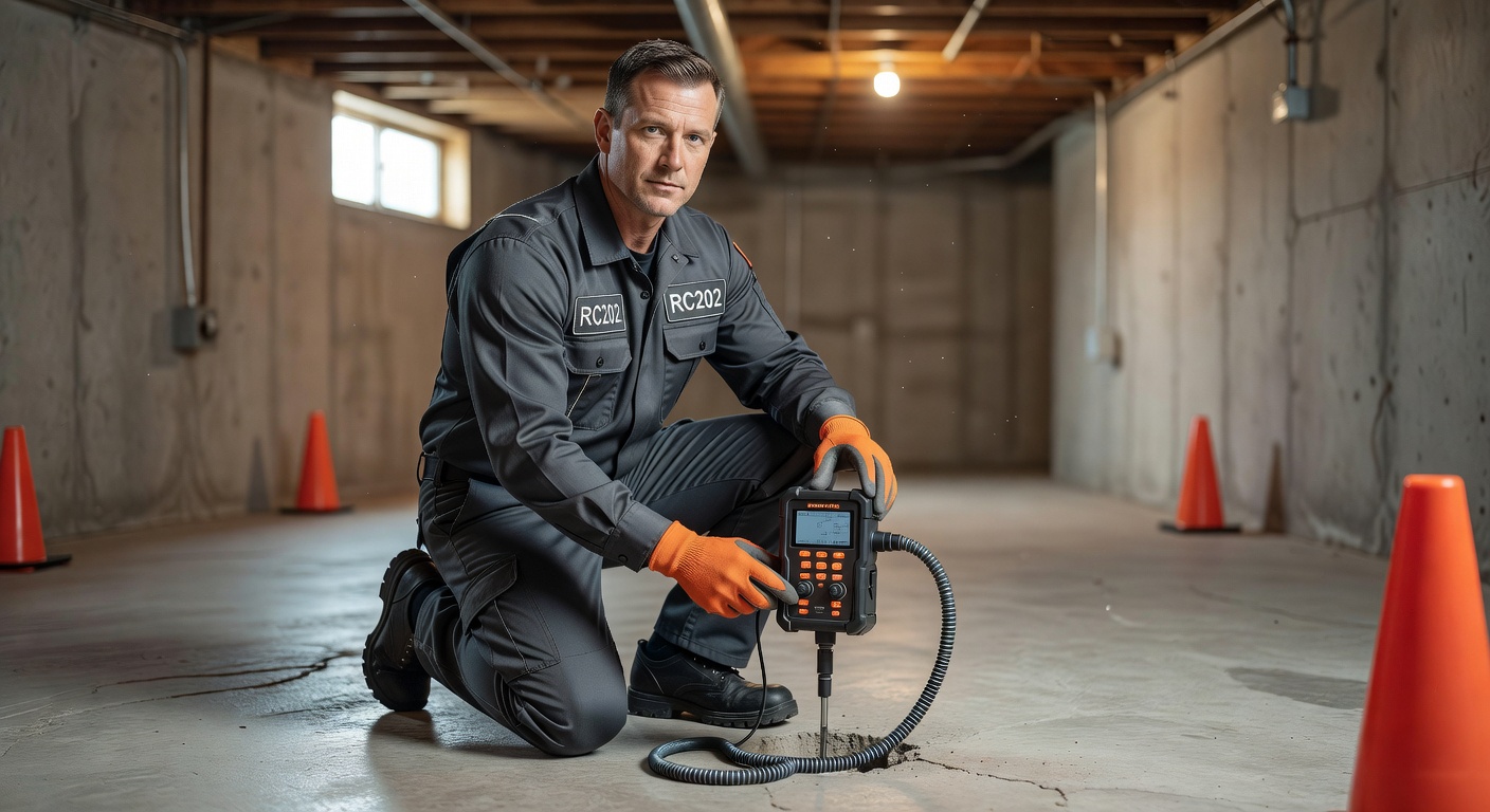 radon technician testing equipment Ohio basement