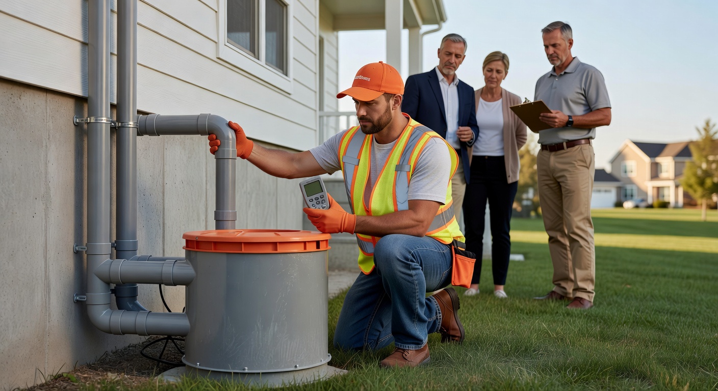 radon mitigation fan PVC pipe exterior installation