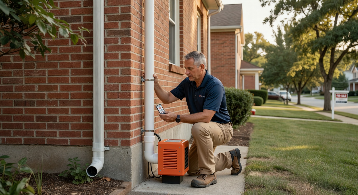 radon fan exterior wall mitigation pipe Ohio house