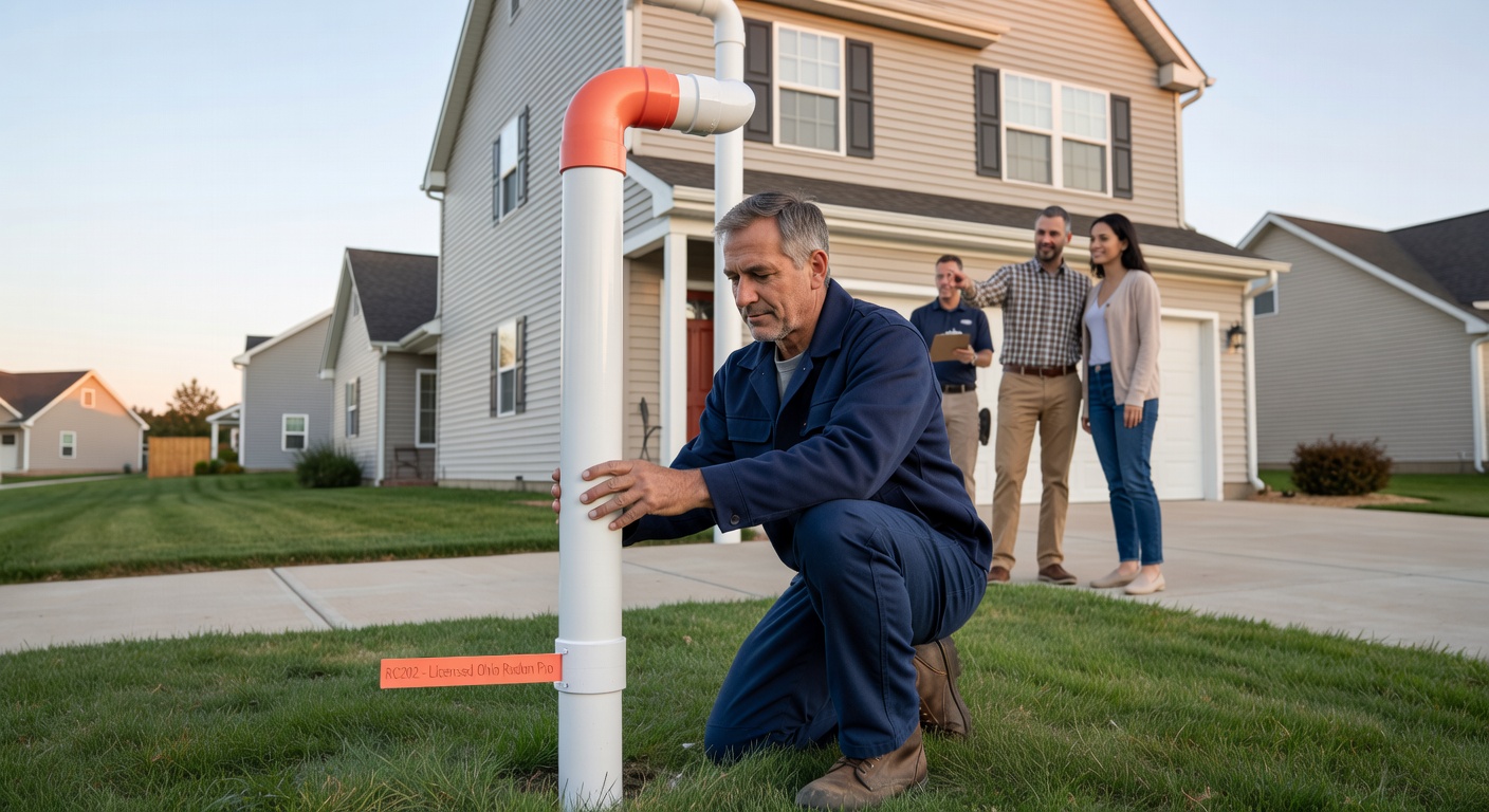 radon mitigation pipe exterior home Ohio