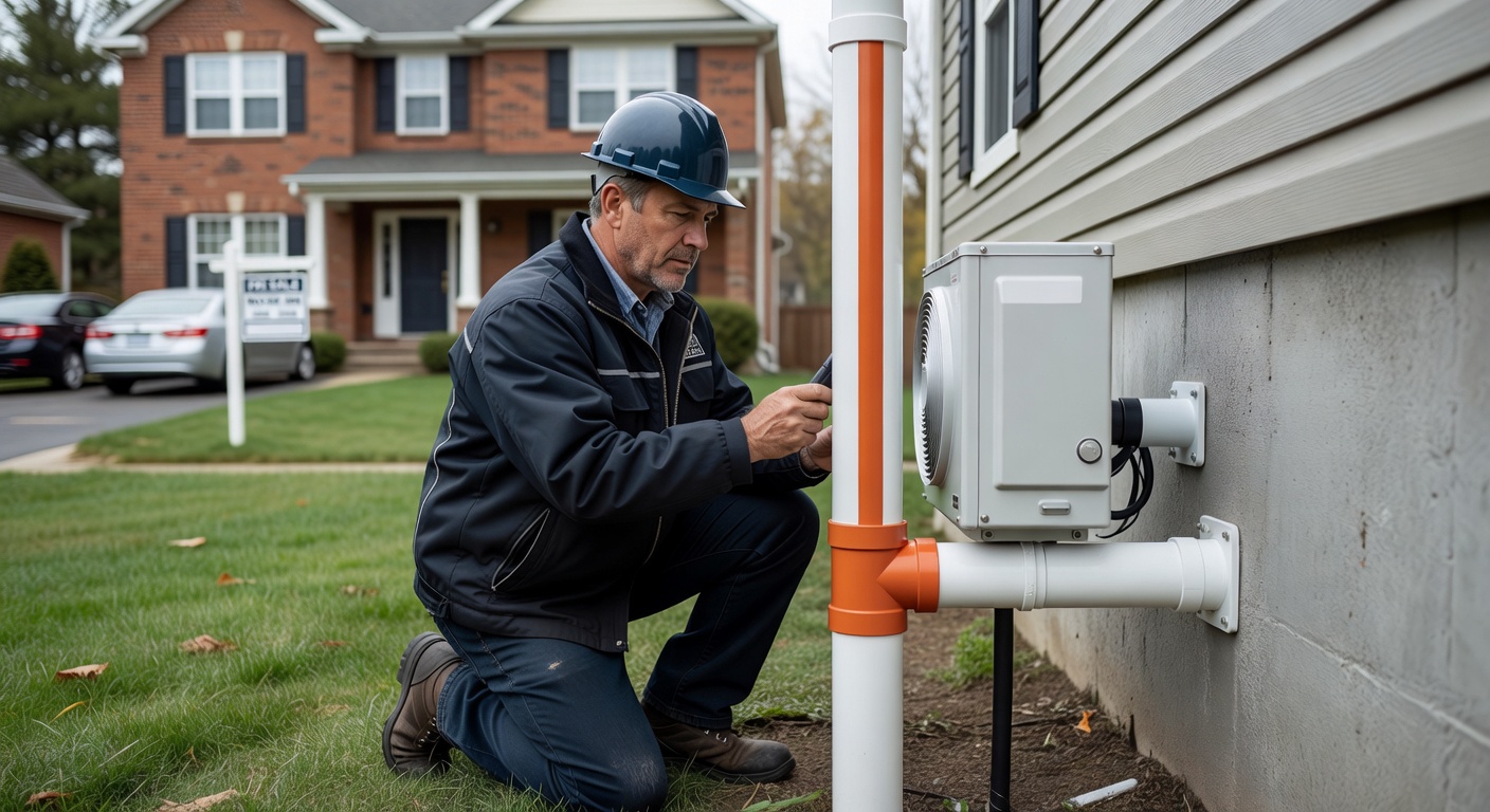 radon mitigation fan exterior pipe residential home Ohio