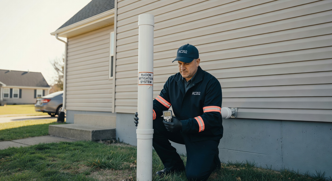radon mitigation fan exterior pipe Ohio home professional