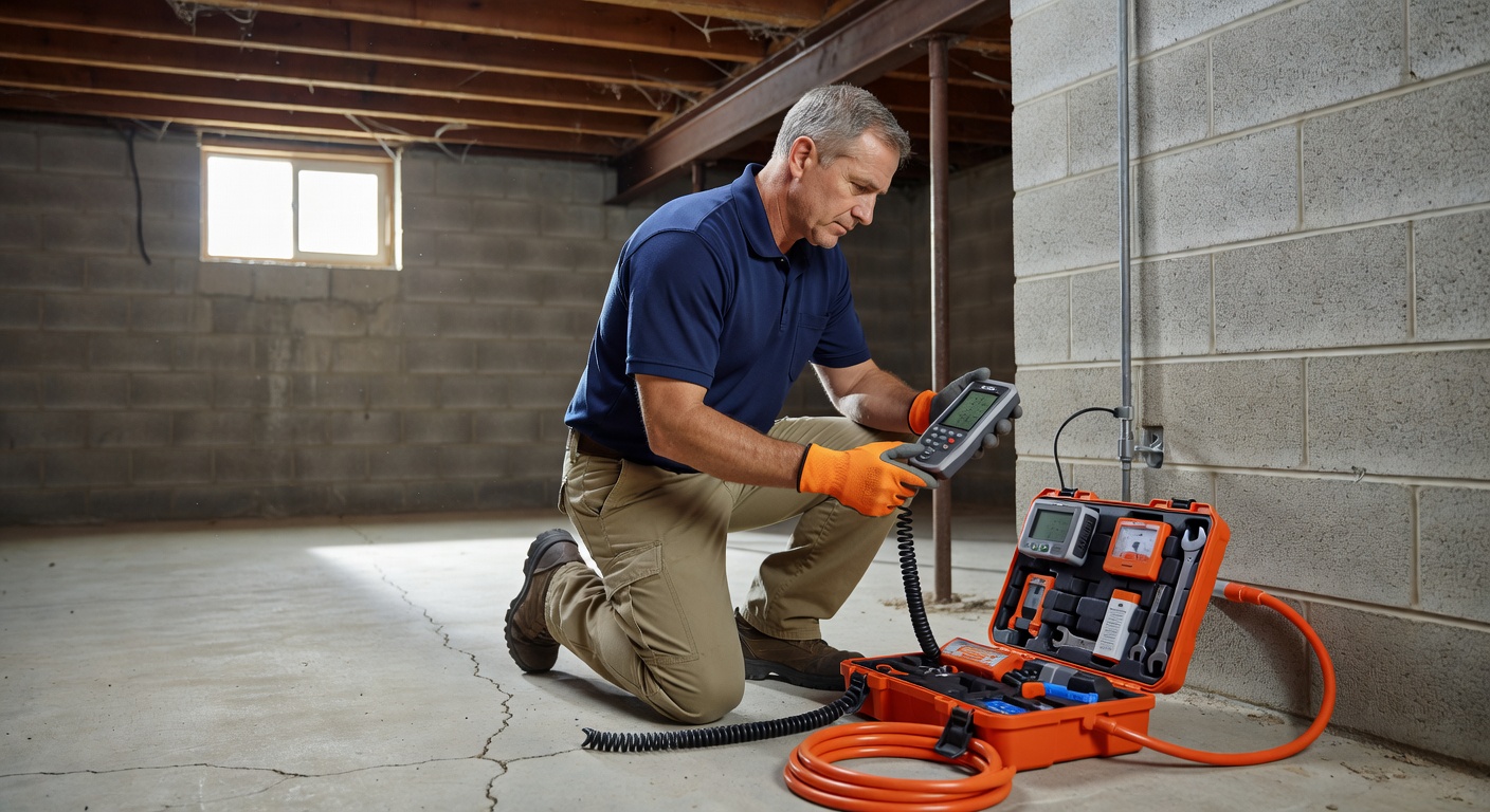 radon mitigation technician testing equipment Ohio basement