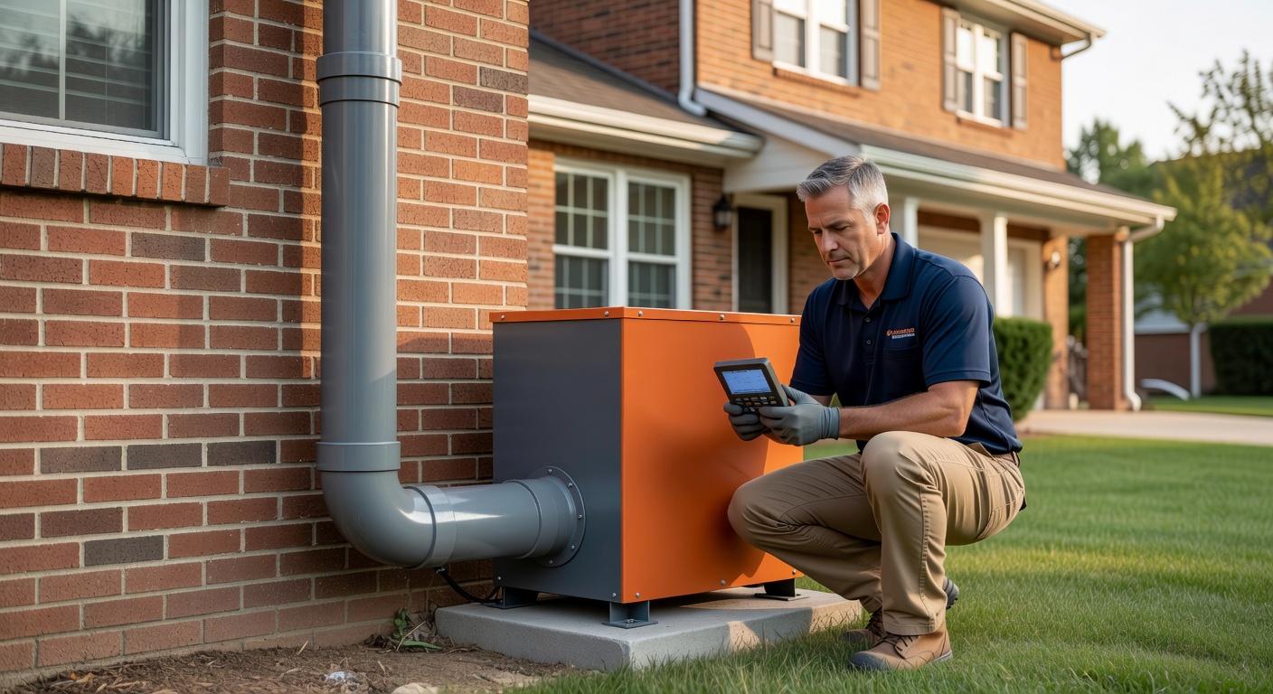 radon mitigation fan exterior pipe Ohio house