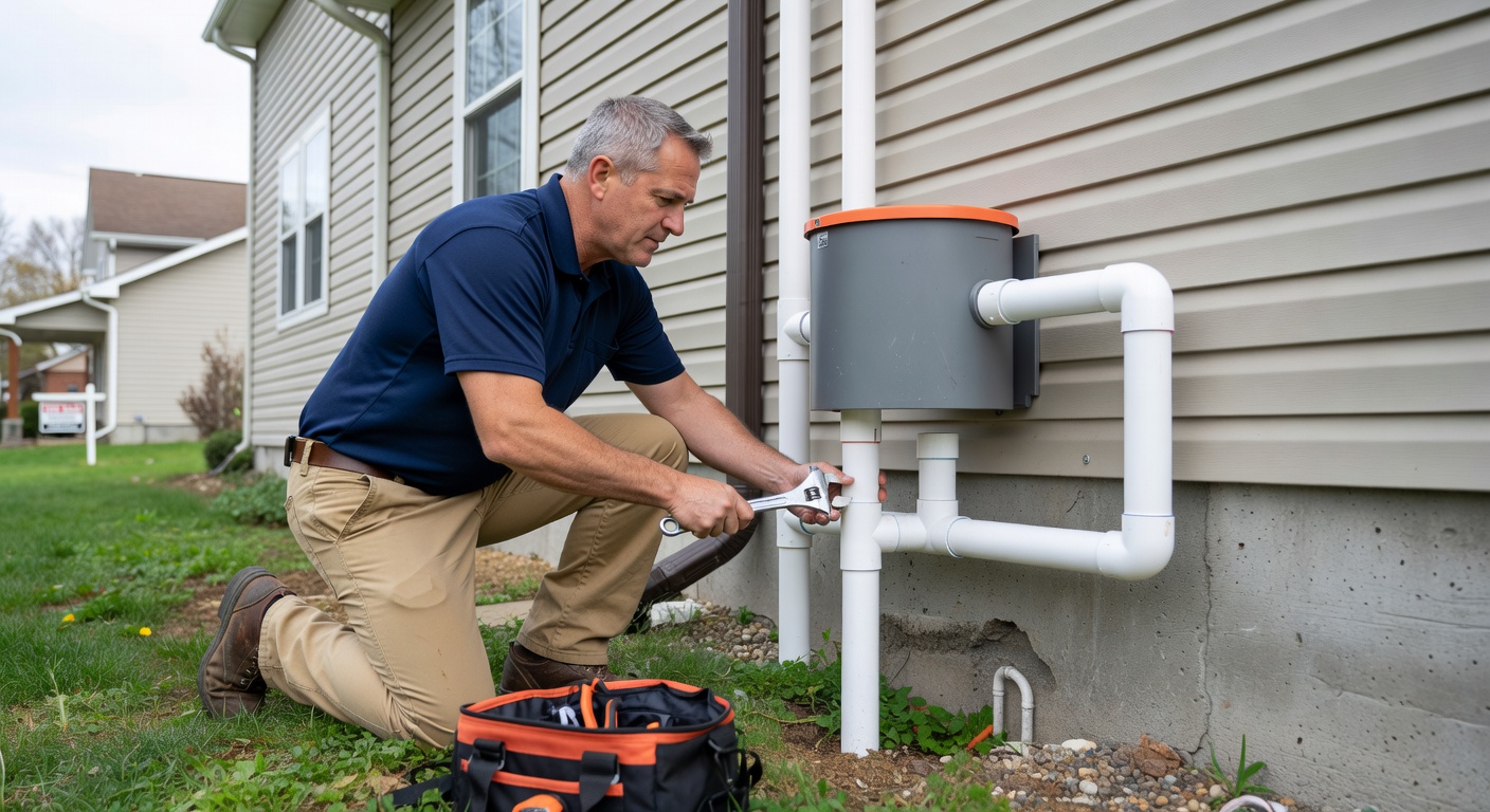 radon mitigation fan PVC pipe exterior home