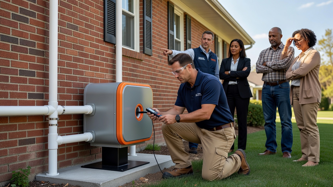 radon mitigation PVC pipe fan exterior installation