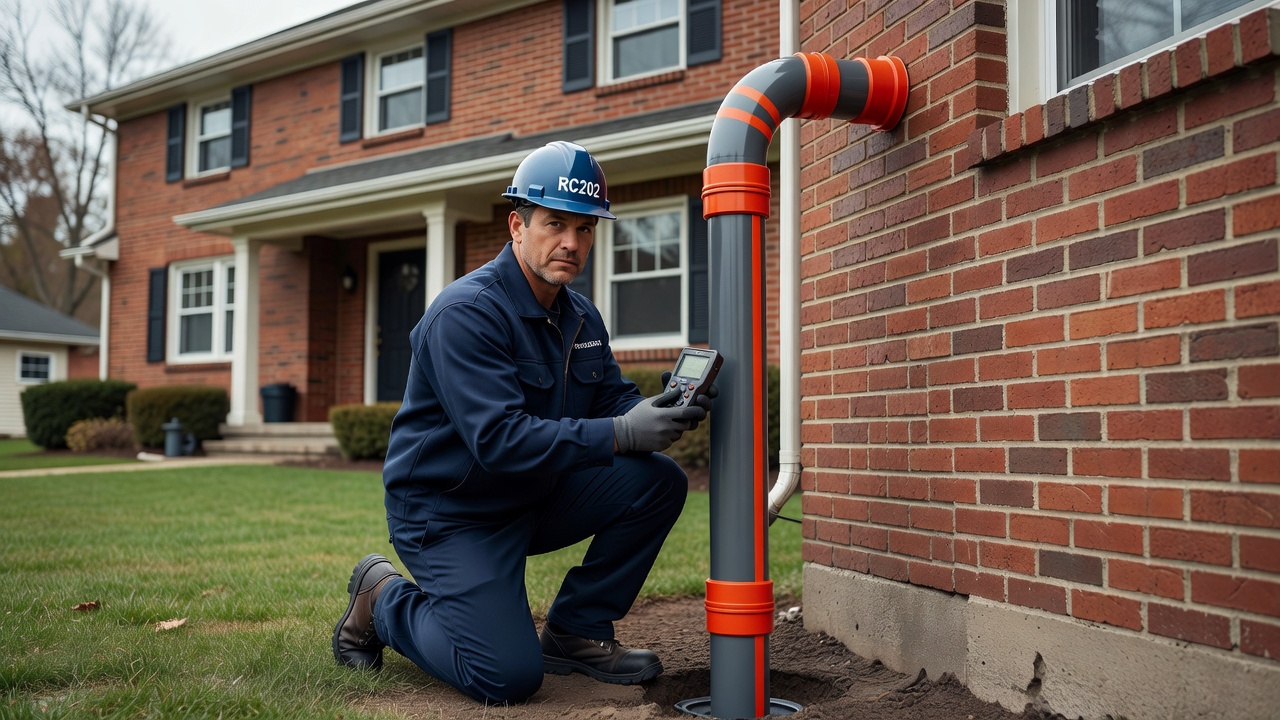 radon mitigation technician Ohio home exterior pipe
