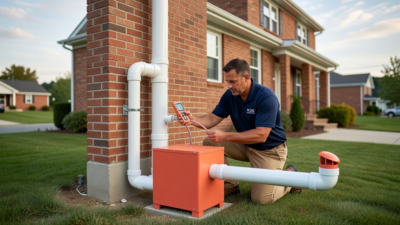 radon mitigation system PVC pipe exterior Ohio home