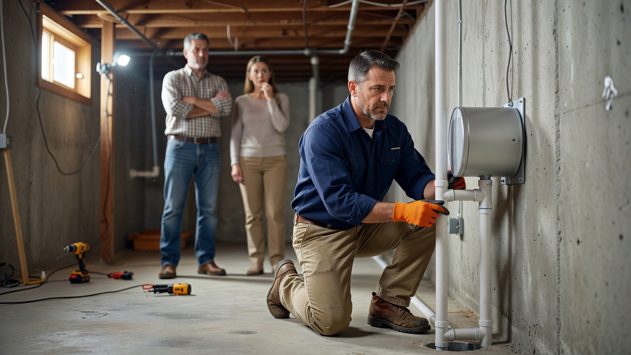 radon mitigation system installation basement Ohio home