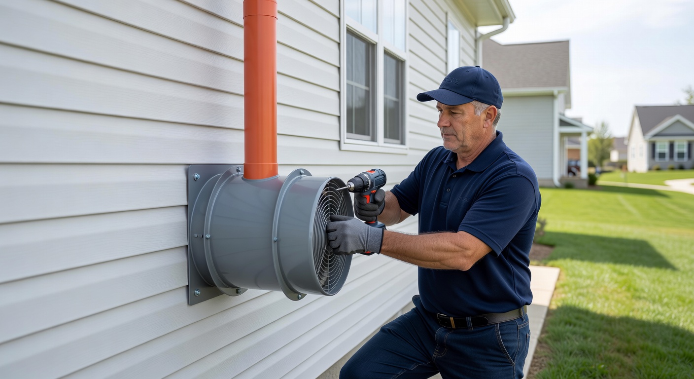 radon mitigation fan exterior wall installation