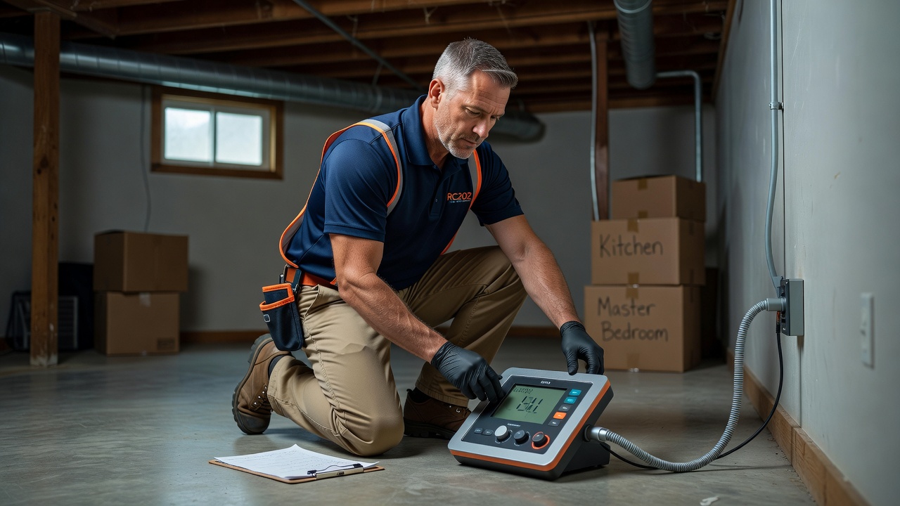 licensed radon technician testing equipment Ohio home