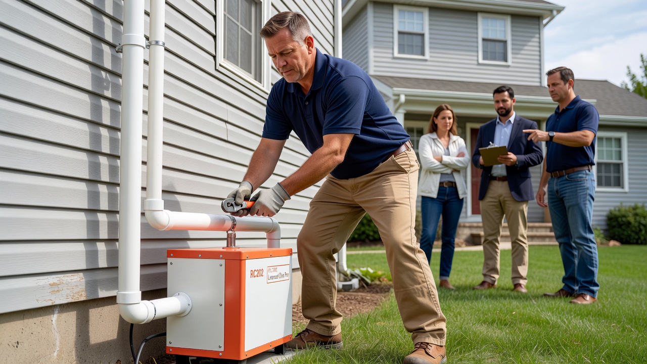 radon mitigation fan PVC pipe exterior installation