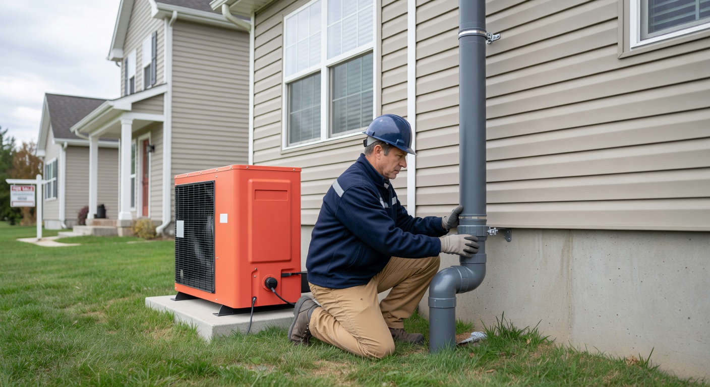 radon fan PVC pipe exterior home installation