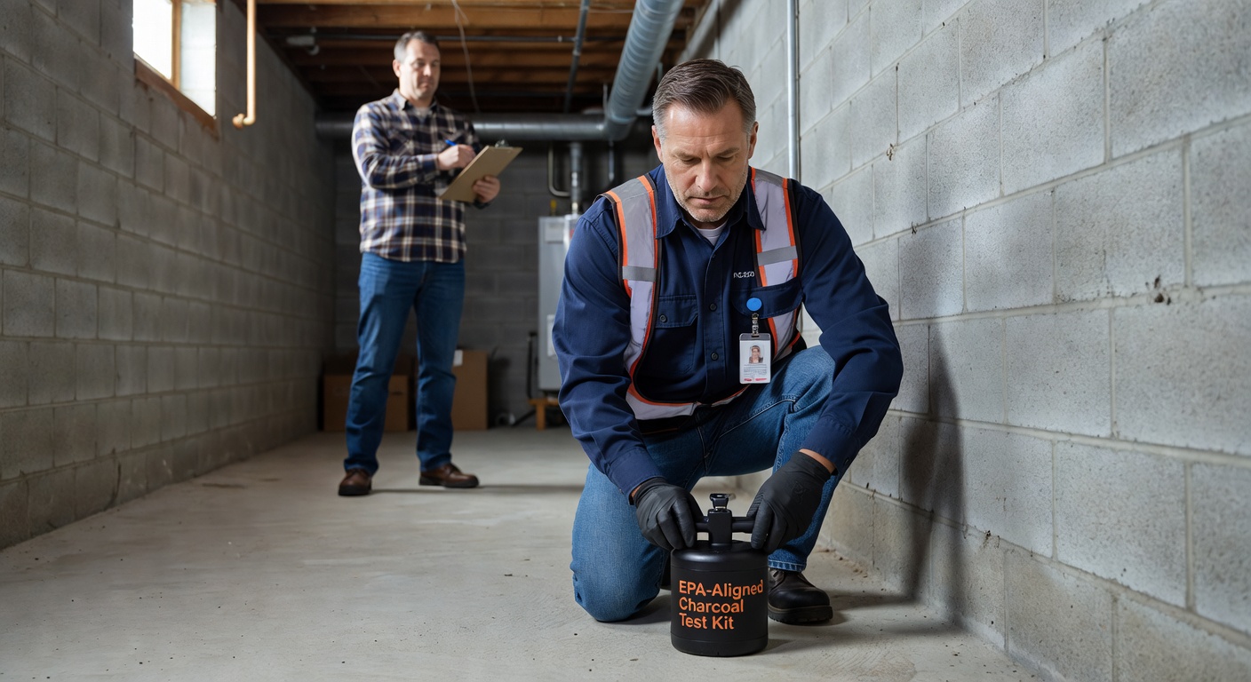radon test kit charcoal canister Ohio basement