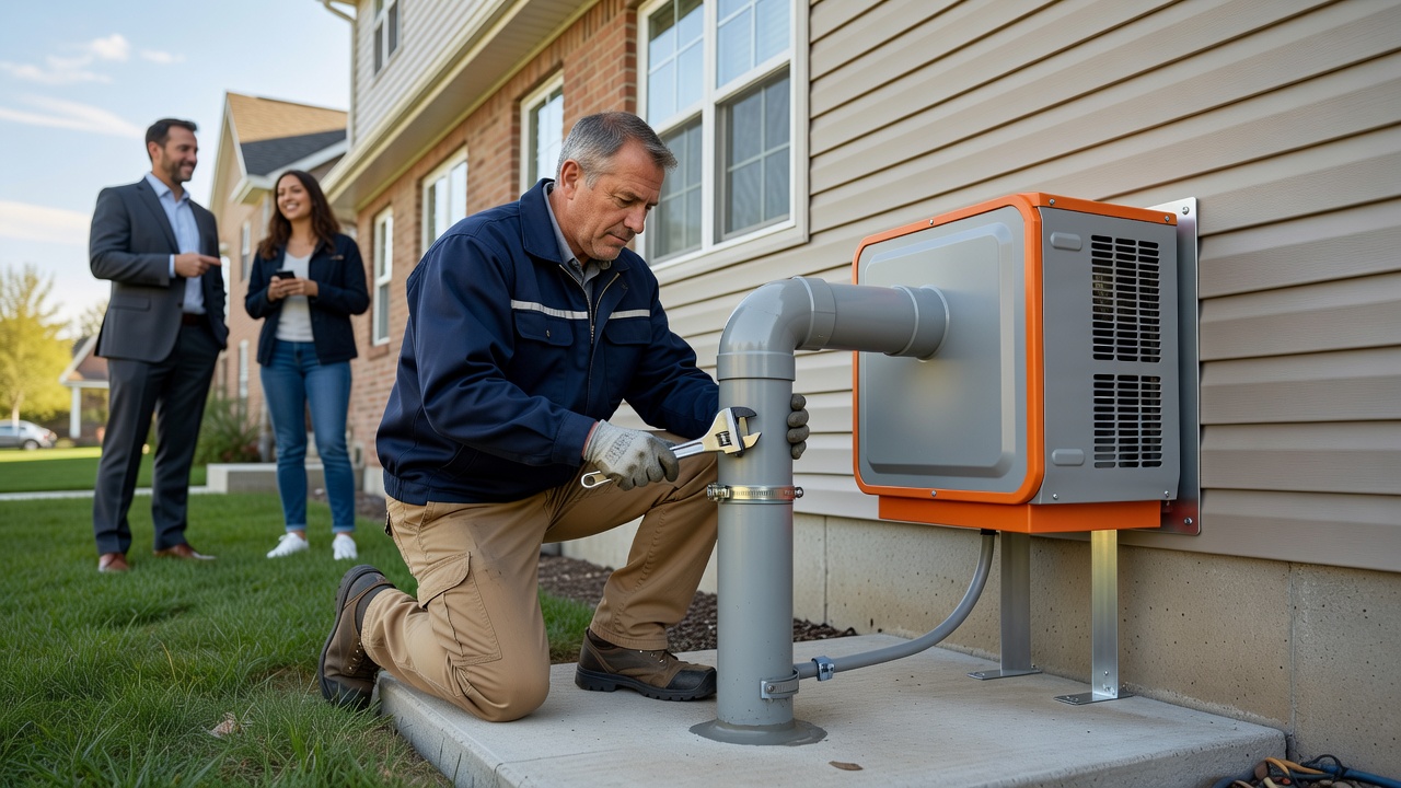 radon mitigation fan exterior wall installation