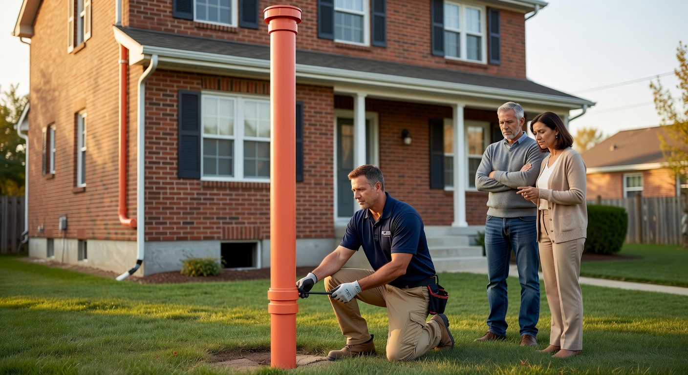 radon mitigation pipe exterior Ohio home