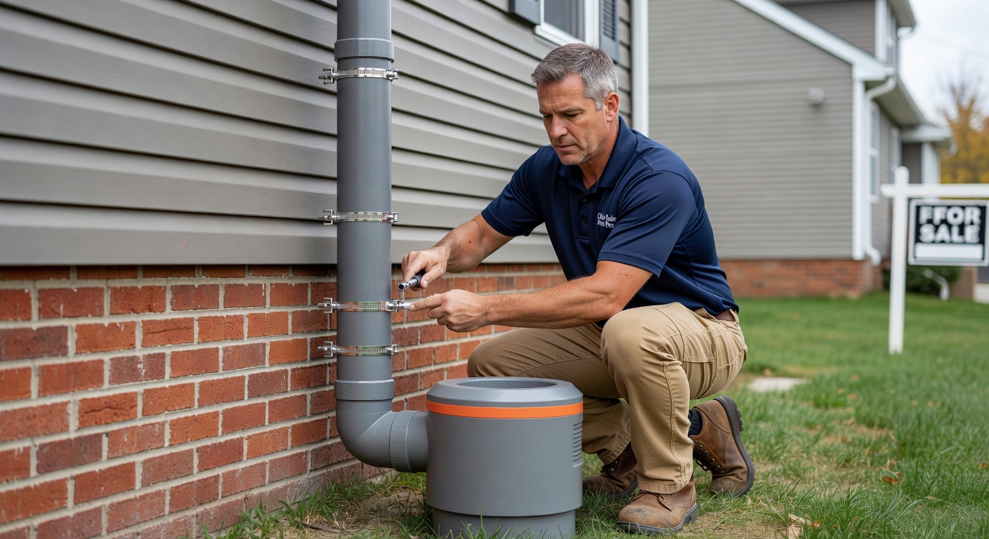 radon mitigation fan PVC pipe exterior home Ohio